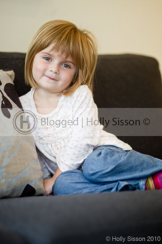 Daughter on sofa