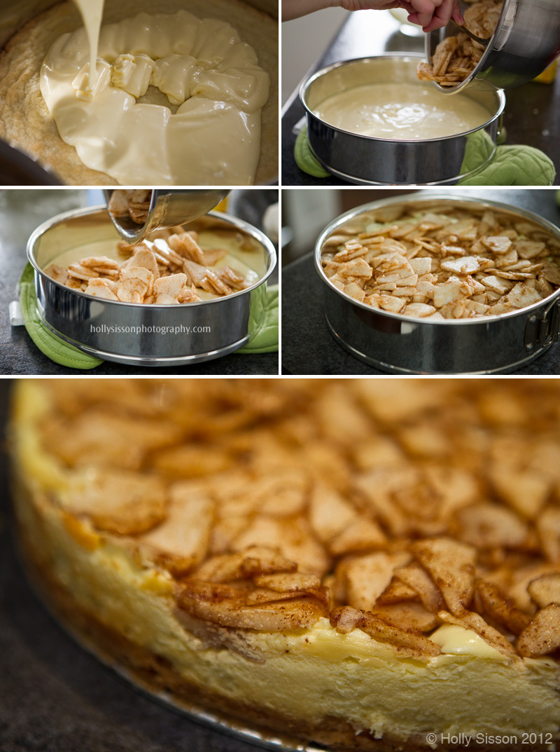 Apple bavarian torte in progress