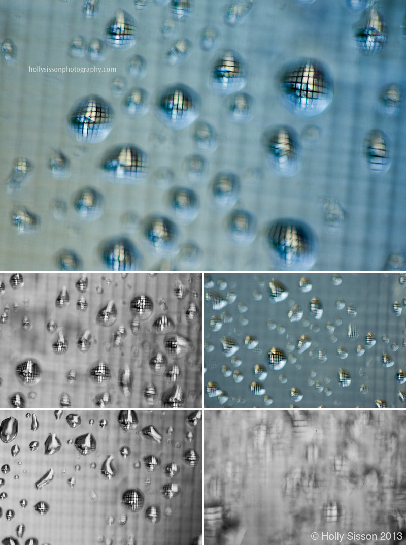 Water droplets macro shots collage